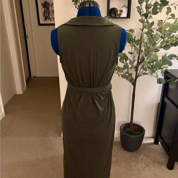 Michael Kors Olive Green Belted Zip Dress - Picture 2 of 7